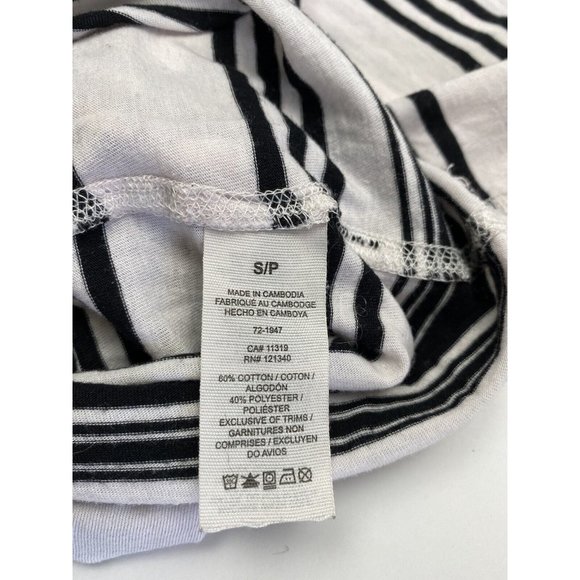 Garage T-shirt Small Womens Black and White Stripped T-Shirt with V-Neck - Picture 6 of 11